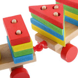 Maxbell Multi Geometric Figures Wooden Train Toy Set with Multi Colors for Kids
