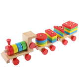 Maxbell Multi Geometric Figures Wooden Train Toy Set with Multi Colors for Kids