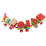 Maxbell Multi Geometric Figures Wooden Train Toy Set with Multi Colors for Kids