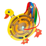 Maxbell Wooden Puzzles Magnet Beads Slot Maze Board Game Magnetic Pen Labyrinth-Duck Eduactional Handcraft Toys