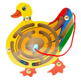 Maxbell Wooden Puzzles Magnet Beads Slot Maze Board Game Magnetic Pen Labyrinth-Duck Eduactional Handcraft Toys