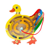 Maxbell Wooden Puzzles Magnet Beads Slot Maze Board Game Magnetic Pen Labyrinth-Duck Eduactional Handcraft Toys