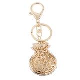 Maxbell Idea Gift Rhinestone Crystal Keyring Plum Flower Money Bag Car Key Finder Pink