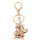 Maxbell Rhinestone Crystal Fashion Lucky Fortune Cat Pendant Bag Keyring Keyfobs