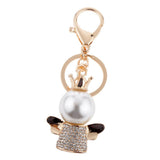 Maxbell Rhinestone Crystal Key Ring Queen Crown Angel Pendant Car Key Holder Gold