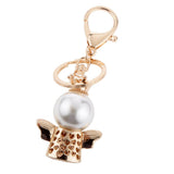 Maxbell Rhinestone Crystal Key Ring Queen Crown Angel Pendant Car Key Holder Gold