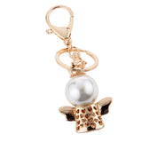 Maxbell Rhinestone Crystal Key Ring Queen Crown Angel Pendant Car Key Holder Gold
