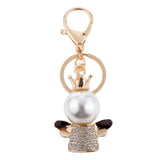 Maxbell Rhinestone Crystal Key Ring Queen Crown Angel Pendant Car Key Holder Gold