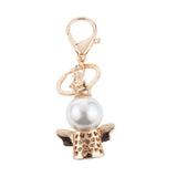 Maxbell Rhinestone Crystal Key Ring Queen Crown Angel Pendant Car Key Holder Gold
