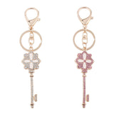 Maxbell Rhinestone Crystal Car Key Hanger Wisdom Door Key Pendant Key Ring Keyfobs Pink
