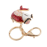 Maxbell Fashion Rhinestone Crystal Red Carp Fish Charm Purse Bag Key Ring Keychain Keyfob
