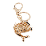Maxbell Fashion Rhinestone Crystal Red Carp Fish Charm Purse Bag Key Ring Keychain Keyfob