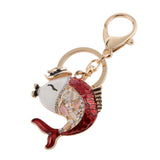 Maxbell Fashion Rhinestone Crystal Red Carp Fish Charm Purse Bag Key Ring Keychain Keyfob