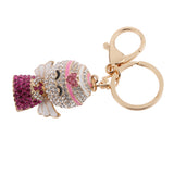 Maxbell Fashion Rhinestone Crystal Fuchsia Angel Charm Purse Bag Key Ring Keychain Keyfob