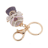 Maxbell Fashion Rhinestone Crystal Purple Angel Charm Purse Bag Key Ring Keychain Keyfob
