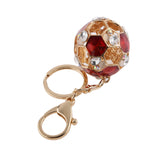 Maxbell Fashion Rhinestone Crystal  Red Football Soccer Charm Purse Bag Key Ring Keychain Keyfob