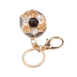 Maxbell Fashion Rhinestone Crystal  Black Football Soccer Charm Purse Bag Key Ring Keychain Keyfob