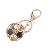 Maxbell Fashion Rhinestone Crystal  Black Football Soccer Charm Purse Bag Key Ring Keychain Keyfob