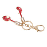 Maxbell Fashion Rhinestone Crystal Red Spoons Charm Purse Bag Key Ring Keychain Keyfob