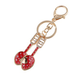 Maxbell Fashion Rhinestone Crystal Red Spoons Charm Purse Bag Key Ring Keychain Keyfob