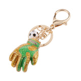 Maxbell Fashion Rhinestone Crystal Green Football Goalkeeper Glove Charm Purse Bag Key Ring Keychain Keyfob