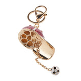 Maxbell Fashion Rhinestone Crystal Football Cap Charm Purse Bag Key Ring Keychain Keyfob