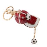 Maxbell Fashion Rhinestone Crystal Football Cap Charm Purse Bag Key Ring Keychain Keyfob