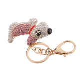 Maxbell Fashion Rhinestone Crystal Pink Dog Charm Purse Bag Key Ring Keychain Keyfob