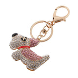 Maxbell Fashion Rhinestone Crystal Pink Dog Charm Purse Bag Key Ring Keychain Keyfob