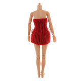 Maxbell Elegant Lace Up Knit Party Gown Dress For 1/6 Barbie Dolls Accessories Red