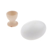 Maxbell Wooden Easter Simulated Egg w/ Stand Home Decor Kids Pretend Play Toy Gift White