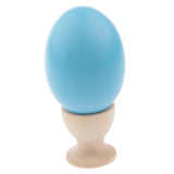 Maxbell Wooden Easter Simulated Egg w/ Stand Home Decor Pretend Play Toy Gift Light Blue