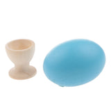 Maxbell Wooden Easter Simulated Egg w/ Stand Home Decor Pretend Play Toy Gift Light Blue