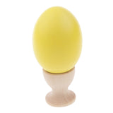 Maxbell Wooden Easter Simulated Egg w/ Stand Home Decor Kids Pretend Play Toy Gift Yellow