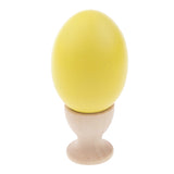 Maxbell Wooden Easter Simulated Egg w/ Stand Home Decor Kids Pretend Play Toy Gift Yellow