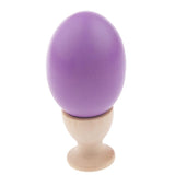 Maxbell Wooden Easter Simulated Egg w/ Stand Home Decor Kids Pretend Play Toy Gift Purple