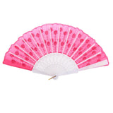 Wedding Spanish Style Dance Party Lace Silk Folding Hand Held Flower Fan Rose