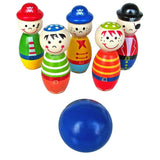 Maxbell Colorful Mini Wood Bowling Ball Cartoon Figure Bowling Set Skittle Game Toys