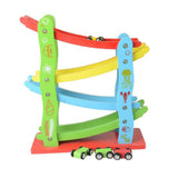 Maxbell 4 Layers Wooden Ramp Racing Set Kids Vehicle Playsets Kids Children Wood Toys