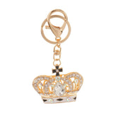 Rhinestone Crystal Crown Charm Pendant Lobster Clasp Keyring Key Chain Bag Charm - Clear