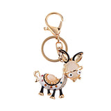 Cute Black Ear Donkey Pendant Alloy Key Ring w/ Lobster Clasp