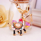 Cute Golden Ear Donkey Pendant Alloy Key Ring w/ Lobster Clasp