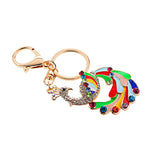 Cute Peacock Shaped Pendant Alloy Key Ring w/ Lobster Clasp Light Colorful