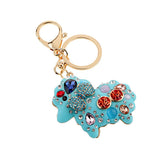 Adorable Fortune Sheep Pendant Alloy Key Ring w/ Lobster Clasp Blue