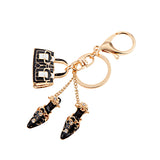 Maxbell Crystal Rhinestone Black Handbag Shoes Charm Keyring Key Chain Keyfob Women Fashion Accs Charms Ornaments Creative Gift