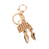 Maxbell Crystal Rhinestone Black Handbag Shoes Charm Keyring Key Chain Keyfob Women Fashion Accs Charms Ornaments Creative Gift