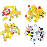 Maxbell Cartoon Animal Assemble Toys Lion Giraffe Shaped Wooden Puzzle Children Developmental Toy