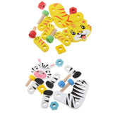 Maxbell Cartoon Animal Assemble Toys Tiger & Zebra Shaped Wooden Puzzle Children Developmental Toy