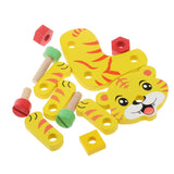 Maxbell Cartoon Animal Assemble Toys Tiger & Zebra Shaped Wooden Puzzle Children Developmental Toy