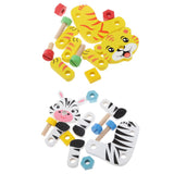 Maxbell Cartoon Animal Assemble Toys Tiger & Zebra Shaped Wooden Puzzle Children Developmental Toy